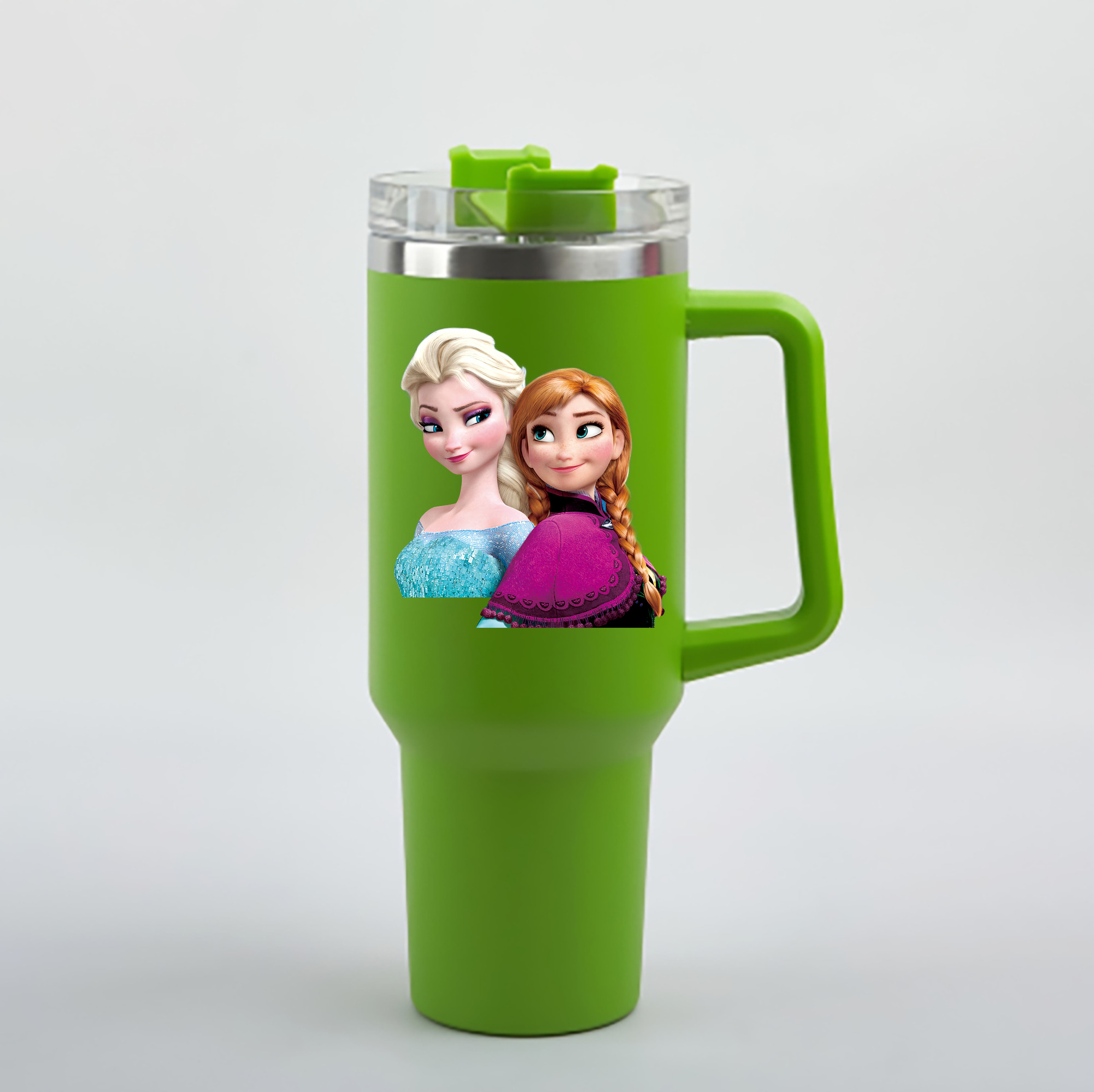 （画像用） アナと雪の女王 アンナ エルサ Frozen Anna Elsa 1200mL車用タンブラー - クリスタルステッカー（プラスチックストロー付き）